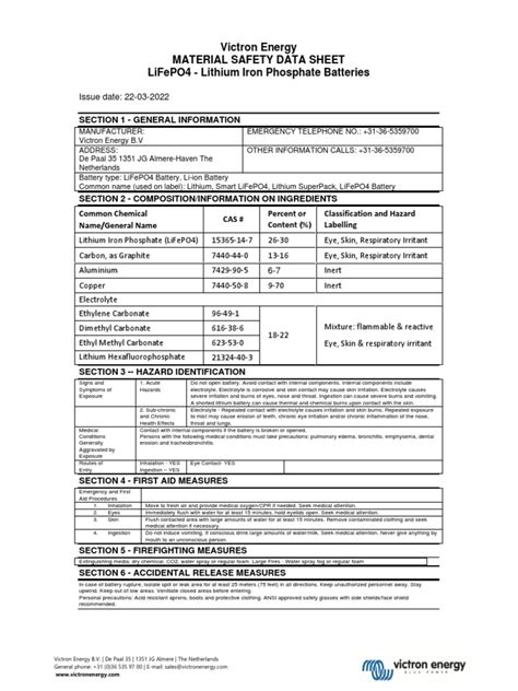 lithium safety data sheet